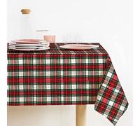Lovely Home Nappe de Noël rectangulaire en tissu teinté fil Lurex Tartan fabriquée en Italie, nappe de Noël fabriquée en Italie, motif écossais (140 x 450 cm, blanc)
