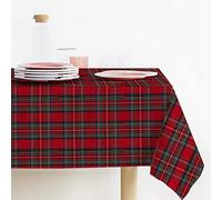 Lovely Home Nappe de Noël rectangulaire, tissu teint, fil lurex, tartan, fabriquée en Italie, motif écossais (140 x 450 cm, rouge)