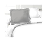 LOVELY HOME Lot de 2 Taies d'Oreillers 100% coton 50x70 cm - Gris clair