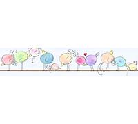 Lovely Kids Bordure autocollante pour chambre d'enfant Funny Birds multicolore bleu violet jaune 5,00 m x 0,155 m