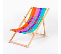 Lovely Line Chaise longue moderne en bois franc rembourrée jardin en bois massif traditionnel pliable en bois dur pour la plage, les chaises pliantes en bois naturel, lounger (Dont`t Worry)