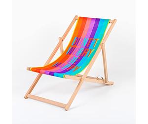 Lovely Line Chaise longue moderne en bois franc rembourrée jardin en bois massif traditionnel pliable en bois dur pour la plage, les chaises pliantes en bois naturel, lounger (Dont`t Worry)