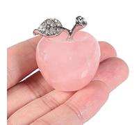 Lovionus89 Statuette de pomme en quartz rose naturel, sculpture en cristal de guérison, décoration d'intérieur, décoration de mariage, 3 cm