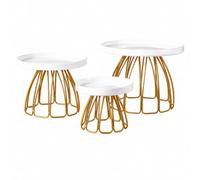 LOVIVER 3 Piè Support à Pâtisseries Plateau Rond en Porcelaine Surélevé Présentoir Desser Cadre Métallique Ajré Épuré pr Fiançailles, Or, Jupe 3-Piè Ensemble