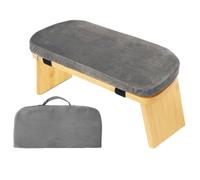 LOVIVER Banc de Méditation Siège Tabouret Agenouilloir à Genoux Bambou et Acier Surface Textile Douce au Toucher Structure Bois Anglée Adapté à Méditation, Gris, 30 Avec Sac