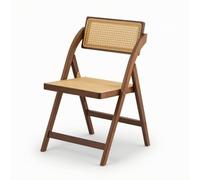 LOVIVER Chaise Pliante Diner Chaise de Salle à Manger Siège Pliant Fauteuil Pliant en Bambou et Rotin avec Dossier Cannage Pliable Gain de Place Stable Convient à Appartement Lecture, Noyer