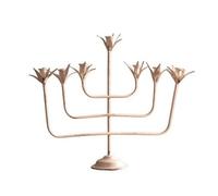 LOVIVER Chandelier de Table Porte Bougies Bougeoir Candelabre Support Photophore Fer Forgé Silhouette Sculpturale Six, Blanc, Chandelier À 7 Branches, Style Campagnard Américain