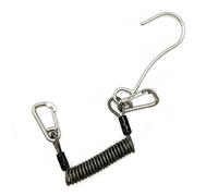LOVIVER Crochet de Plongée avec Corde à Ressort Crochet Courant Mousqueton Lanière INOX 316 Câble Spiralé Pratique Stabilisation sous-Marine Résistant à l'eau, Noir, S