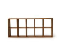 LOVIVER Étagère Murale Étagère Meuble Range-Cases Présentoir en Bois Massif Antique avec Grille Ouverte à 10 Compartiments Gain, Petit Dix Compartiments, Petit Dix Compartiments sans Panneau Arrière