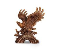 LOVIVER Figurine Aigle Statue Aigle Sculpture Oiseau Décoration Résine avec Effet Grain de Bois et Accents Dorés sur Base, Moyen, Aigle Doré, Motif Bois, 40 20 50 Cm, 3.6 Kg