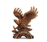 LOVIVER Figurine Aigle Statue Aigle Sculpture Oiseau Décoration Résine avec Effet Grain de Bois et Accents Dorés sur Base, Grand, Aigle Doré, Motif Bois, 49 27 60 Cm, 5.0 Kg