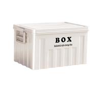 LOVIVER Grande Boîte de Rangement avec Couvercle, Caisse de Stockage Empilable, Bac Plastique avec Poignées, Container de Stockage Multifonction pour Vêtements, Jouets et Extérieur