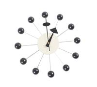 LOVIVER Horloge Murale Boule de Bois, Horloge Murale décorative, silencieuse, sans tic-tac, Suspendue, pour la Maison, la Chambre à Coucher, la, Boule Noire
