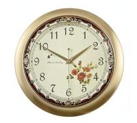 LOVIVER Horloge Murale Vintage en Laiton avec Mécanisme Silencieux Structure Métal Panneau Effet Bois Cadran Verre Décoration Porte-Chance et Sagesse Adaptée, 9109