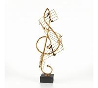LOVIVER Note Musicale Décorative Sculpture Statue Ornement Figurine en Fer Forgé Doré sur Socle Noir Esthétique Moderne Raffinée Adaptée au Bureau Comptoir, Luxe Léger, Grande Note De Musique