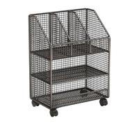 LOVIVER Organisateur de librairie Mobile Organisateur de Salon Savement Saving Compact 360 Magazines Swivel Coucheurs Bibliothèque Holder avec Roues, Trois Couches