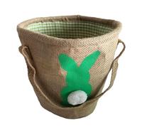 LOVIVER Panier Lapin Pâques Sac Enfant Panier Fourre-tout Jute Réutilisable avec Anse pour La Fête Des Enfants Chasse Aux Œufs Décoration, Vert