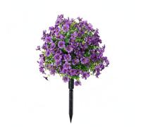 LOVIVER Piquet Industriel Faux Pétunia Piquet de Jardin Fleur Artificielle Ornement Extérieur Tige Pointue Verdure Dense Volume, Violet, Violette avec Piquet De Terre