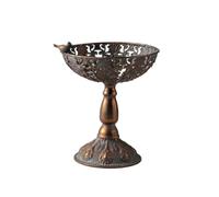 LOVIVER Plateau Décoratif Vintage Coupe sur Pied Bol Piédestal Centre de Table Fer Motif Oiseau Relief Feuilles Style Rétro Socle Rond Stable Adapté pour Buffet Salon Table Maison, A2839
