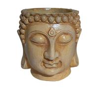 LOVIVER Pot de Fleurs en Forme de tête de Bouddha, Sculpture d'extérieur avec Trou de Drainage, Style bonsaï, Pot de Fleurs Chinois pour Centre de Table, Beige