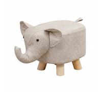 LOVIVER Pouf Éléphant Tissu Tabouret Repose-Pieds Banc Enfant Assise Moelleuse avec Éponge à Haute Résilience et Structure Stable en Bois Housse Textile, Blanc, Elephant Tech