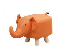 LOVIVER Pouf Éléphant Tissu Tabouret Repose-Pieds Banc Enfant Assise Moelleuse avec Éponge à Haute Résilience et Structure Stable en Bois Housse Textile, Orange, Elephant Tech