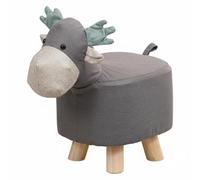 LOVIVER Pouf Éléphant Tissu Tabouret Repose-Pieds Banc Enfant Assise Moelleuse avec Éponge à Haute Résilience et Structure Stable en Bois Housse Textile, Gris, Deer Tech