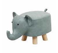 LOVIVER Pouf Éléphant Tissu Tabouret Repose-Pieds Banc Enfant Assise Moelleuse avec Éponge à Haute Résilience et Structure Stable en Bois Housse Textile, Bleu, Éléphant Tech