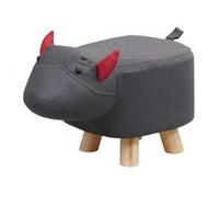 LOVIVER Pouf Éléphant Tissu Tabouret Repose-Pieds Banc Enfant Assise Moelleuse avec Éponge à Haute Résilience et Structure Stable en Bois Housse Textile, Gris, Taureau