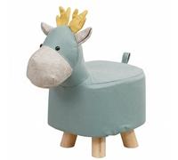 LOVIVER Pouf Éléphant Tissu Tabouret Repose-Pieds Banc Enfant Assise Moelleuse avec Éponge à Haute Résilience et Structure Stable en Bois Housse Textile, Bleu, Deer Tech