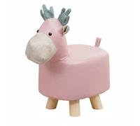 LOVIVER Pouf Éléphant Tissu Tabouret Repose-Pieds Banc Enfant Assise Moelleuse avec Éponge à Haute Résilience et Structure Stable en Bois Housse Textile, Rose, Deer Tech