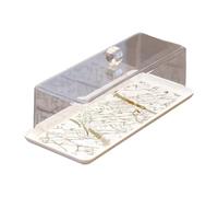 LOVIVER Présentoir à Gâteaux Rectangulaire avec Couvercle en Acrylique Transparent, Plateau de Service Élégant, Plateau de Service pour Restaurant, Mariage, Pâtisserie, Plateau Blanc