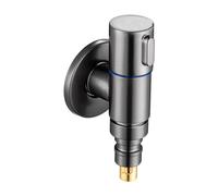 LOVIVER Robinet Machine à Laver Robinet Mural Automatique Arrêt Robinet Universel Raccordement Fileté Acier Inoxydable Poignée Ergonomique Ronde Montage, Modèle A