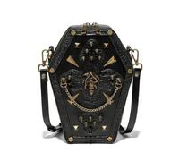 LOVIVER Sac à Main Épaule Femme Cercueil Crâne Rivets Chaîne en Similicuir Rigide Fermeture Sécurisée Bandoulière Réglable Convient aux Concerts Soirées Fêtes à Thème Sorties Nocturnes