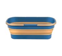LOVIVER Seau Pliable avec Poignée Ergonomique et Roues Bassine de Lavage Pliable Polyvalente En PP Silicone Fonction Économique de Rangement Utilisation à Dom, Bleu Marron