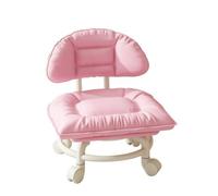 LOVIVER Siège d'apprentissage pour Enfant Chaise Roulante Tabouret Ergonomique Fauteuil avec Dossier Coussins Épais Déplacement, Petit, Rose + roulettes Pivotantes Silencieuses