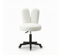 LOVIVER Siège Roulant Tabouret Roulant Chaise Pivotante Fauteuil Basculant avec Design Couronné Moderne et Cadre Facile à Nettoyer Base à Cinq roulettes, Blanc