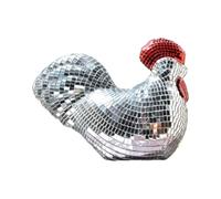 LOVIVER Statue de Poule Boule, Figurine Poulet Disco Ball en Mousse Verre, Ornement Coq Aspect Étincelant, Objet de Décoration Unique, Adapté à Fête Maison Salon, Mèche