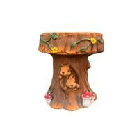 LOVIVER Tabouret Souche d'arbre Banc Tabouret Siège Table d'Appoint Décoratif en Oxyde Imitation Bois avec Détails Sculptés Écureuils et Champignons Adapté au Jardin Lecture 35cm