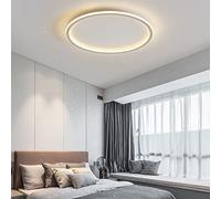 LOVTAL Rond LED Plafonnier, Nordique Moderne Ultra-Mince Cercle Lampe De Plafond Montage en Surface Métal Luminaire Lumière pour Salon, Lampe De Chambre,White+Stepless Dimming-50cm 61W