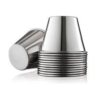 LOW&EE Moules Acier inoxydable Lot de 12 - Moule à Flan - Moule à Pudding-Moules à Muffins- Faciles de démouler-Pour gâteaux cannelés, madeleines, brownies -Bol à sauce Ø 9 cm