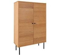 LOWAN - Buffet Haut 2 Portes Effet Tasseaux Teinté Chêne Clair - Altobuy chêne G