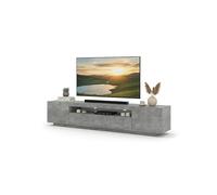 Lowboard Aura Armoire TV, 200 cm, à suspendre ou à poser, basse, buffet, meuble HiFi, table, (béton sans LED)