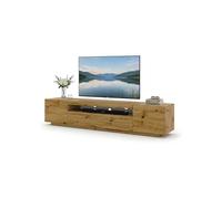 Lowboard Aura Armoire TV, 200 cm, à suspendre ou à poser, basse, buffet, meuble HiFi, table, (chêne artisanal sans LED)