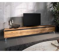Lowboard Stonegrace 240 cm acacia naturel 4 portes pied ovale inox