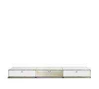 Lowboard USM blanc pur largeur 3 casiers 2 tiroirs sans serrure 1 espace ouvert version 228x21.5x38 cm