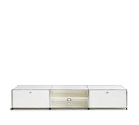 Lowboard USM blanc pur largeur 3 casiers porte tiroir/espace ouvert/porte abattante avec s 228x39x53 cm