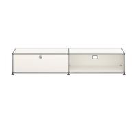 Lowboard USM Haller largeur 2 casiers 1 porte abattante/1 espace ouvert blanc pur sans serrure 153x29x38 cm
