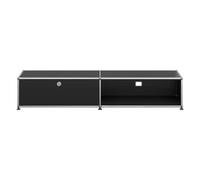 Lowboard USM Haller largeur 2 casiers 1 porte abattante/1 espace ouvert noir graphite sans serrur 153x29x38 cm