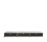 Lowboard USM noir graphite largeur 3 casiers 2 tiroirs sans serrure 1 espace ouvert vers 228x21.5x38 cm